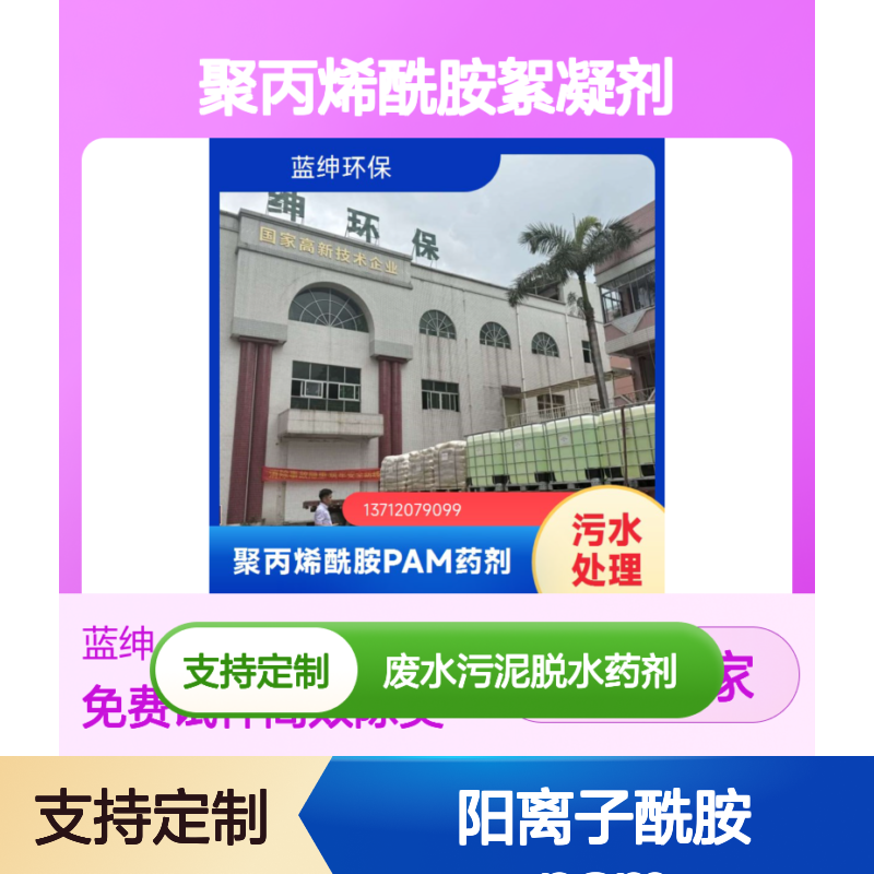 屠宰废水污泥脱水药剂 聚丙烯酰胺絮凝剂 阳离子酰胺PAM