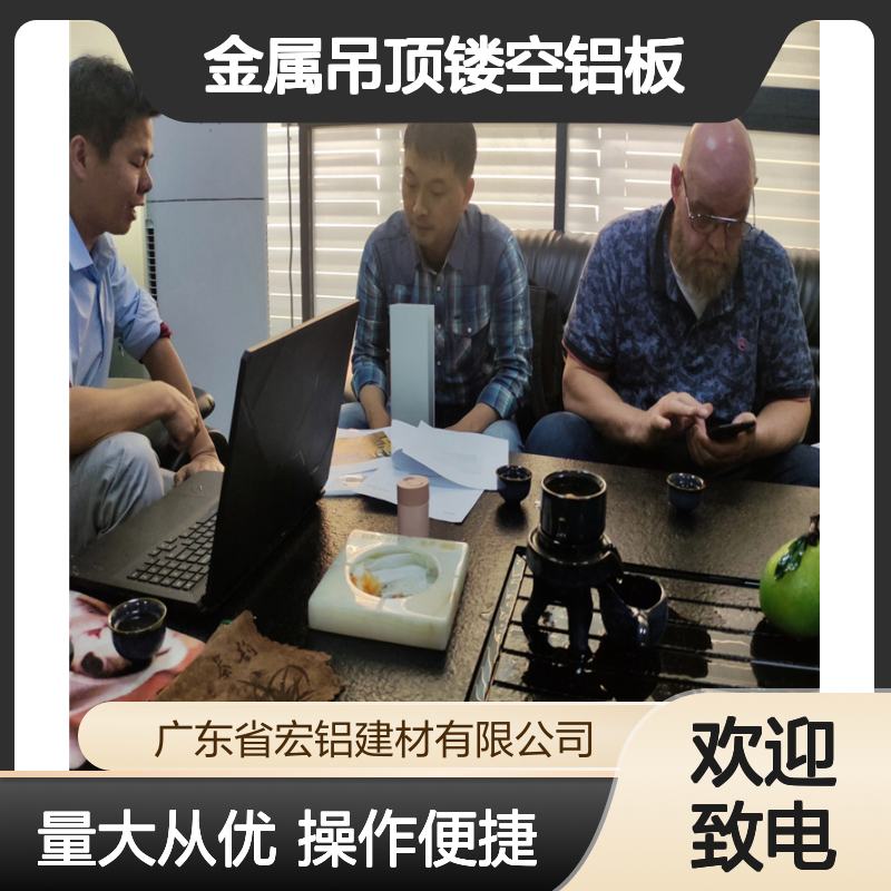 蓝色珠光烤漆 金属吊顶镂空铝板 现代科技感高端装饰建材