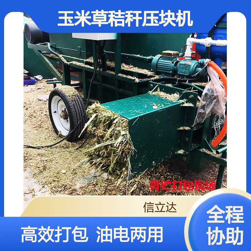 鸿运 小型自动甘蔗叶打包机 青储玉米草秸秆压块机 油电两用