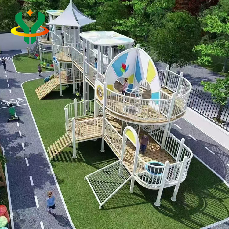 Kindergarten Wooden Slide Children's Outdoor Amusement Park Community Large Wooden Toys Expand Amusement Facilities