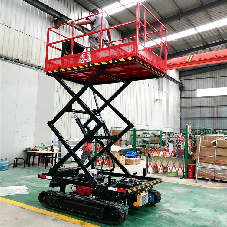 Crawler scissor fork type high-altitude operation picking and lifting platform, 3-meter hydraulic elevator for greenhouses and orchards