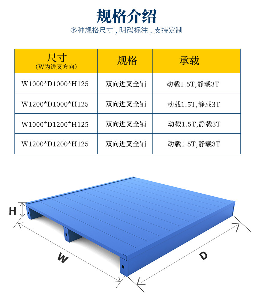 Customized Xintongnuo provides 4-way spray steel pallets for forks. 2-way forks are hot-dip galvanized and cold-galvanized metal pallets