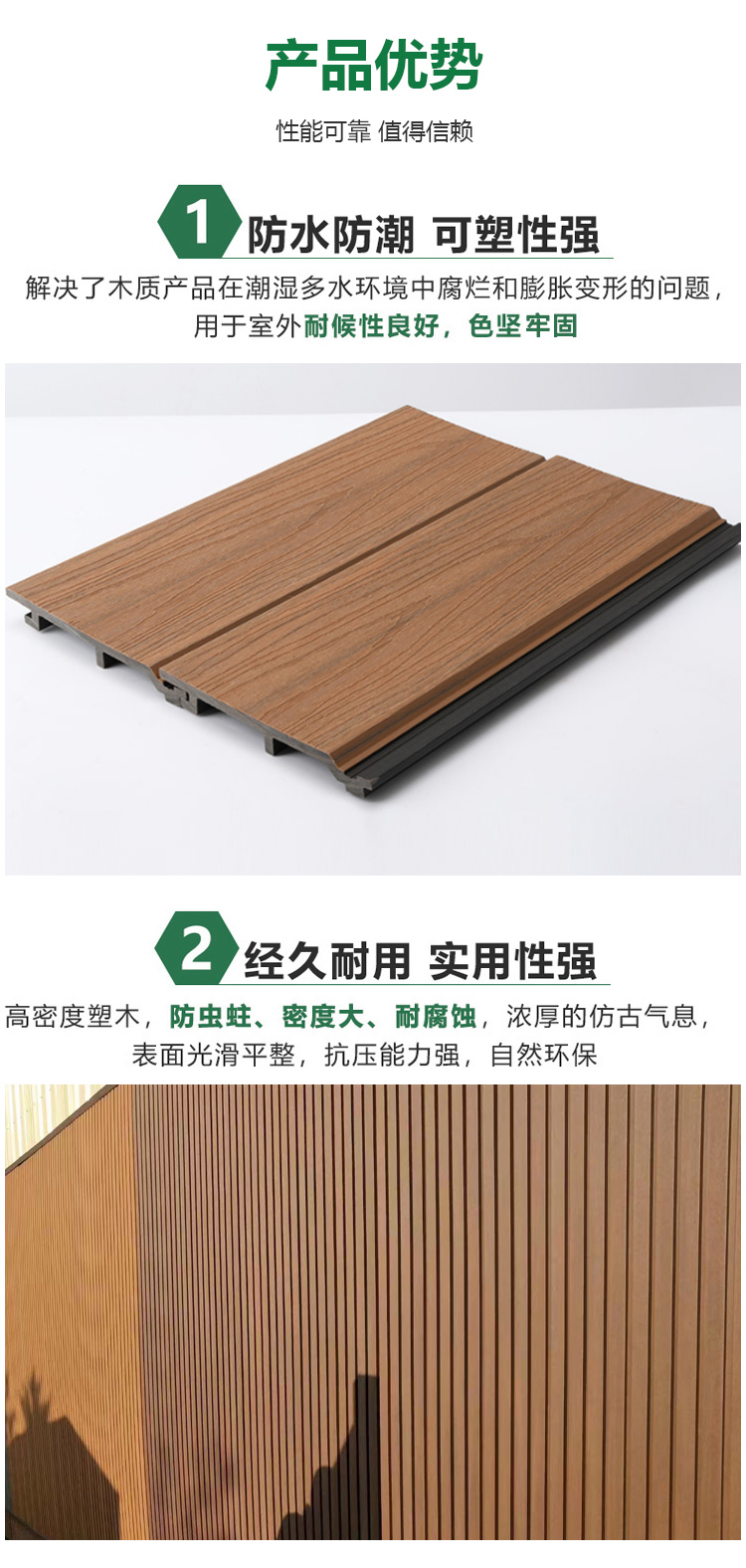 Outdoor plastic wood wall panels, outdoor waterproof, anti-corrosion, and moisture-proof courtyard, garden, balcony, guardrail, and wall protection panels