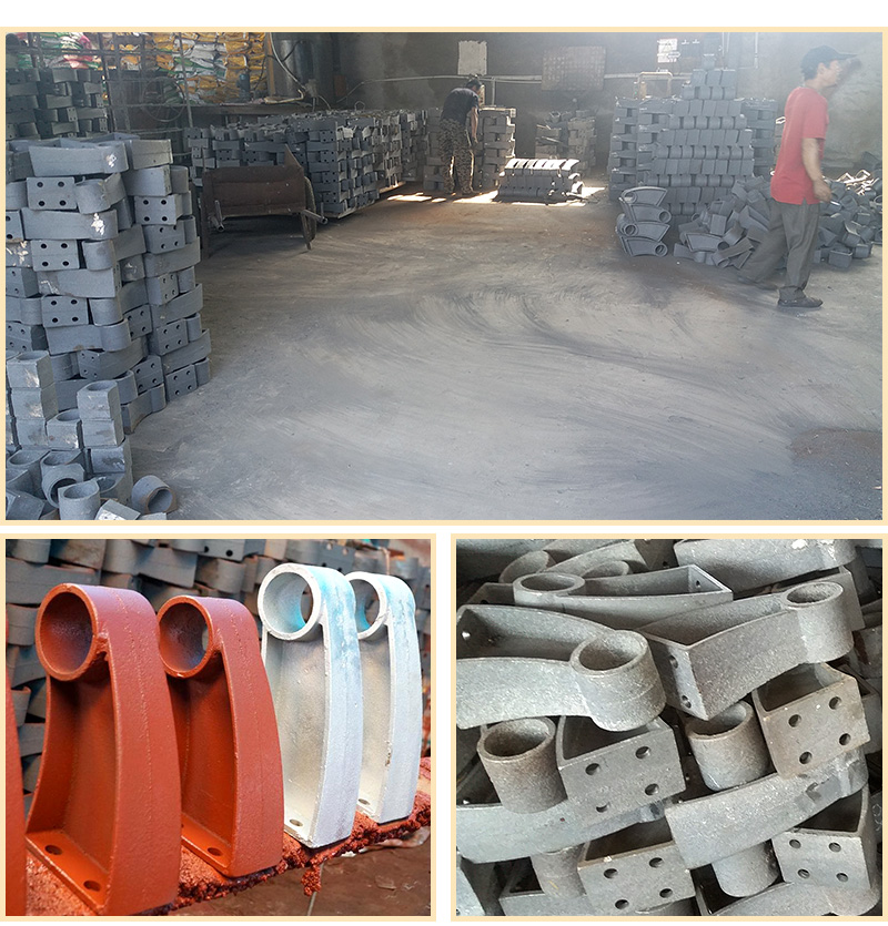 Thickened cast iron anti-collision guardrail bracket, ox angle type, 80 pipes, 89 pipes, Zhuozheng rubber and plastic support, customized