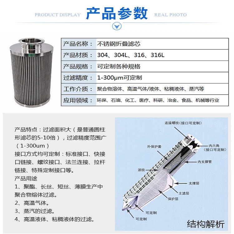 Shuning Stainless Steel Folding Filter Cartridge Spray Dust Filter Turbid Filter Barrel Basket Filter Barrel - Customizable