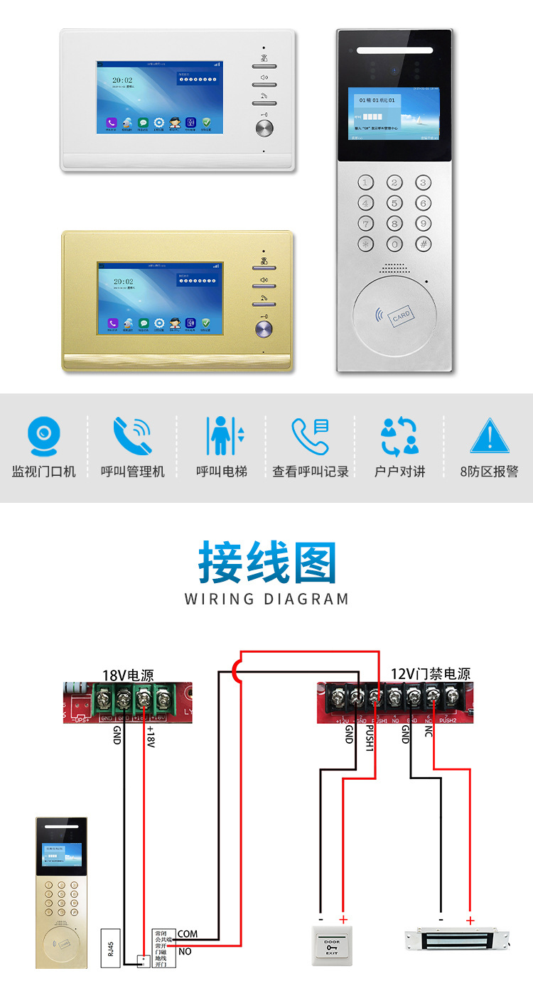 Mingke 4.3 inch fully digital intelligent security building intercom indoor unit visual intercom equipment intercom system