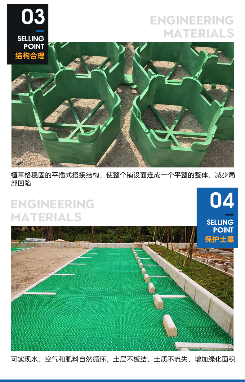 HDPE plastic grass planting grid fire passage parking lot landscaping grass planting brick, cold and heat resistant reinforced type