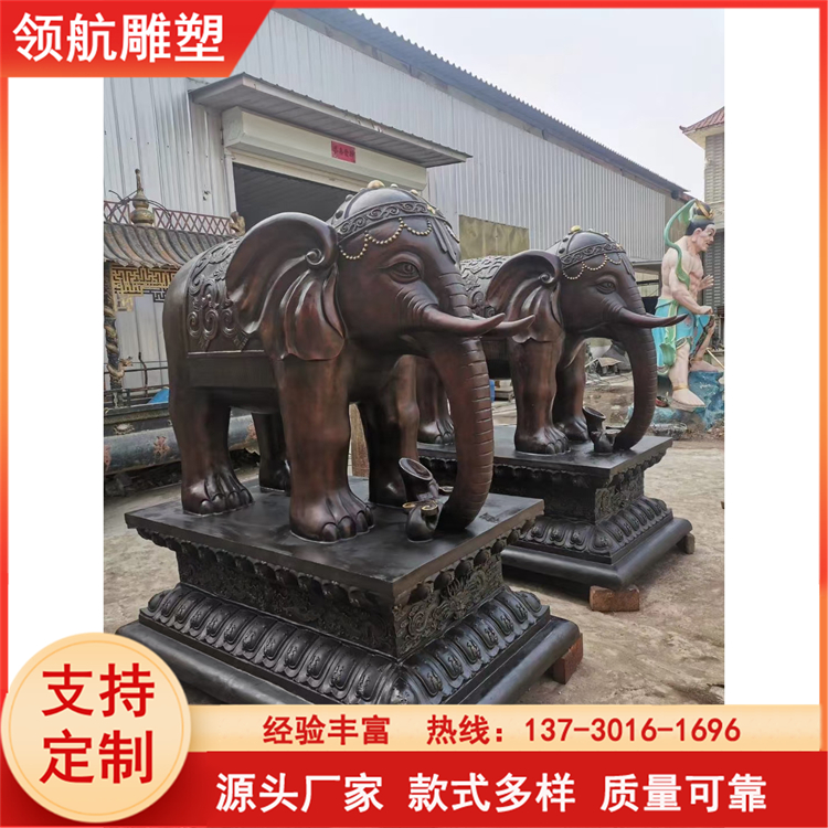 Pilot Sculpture Boutique Copper Elephant Outdoor Square Display Auspicious Animal Shapes Support Customization