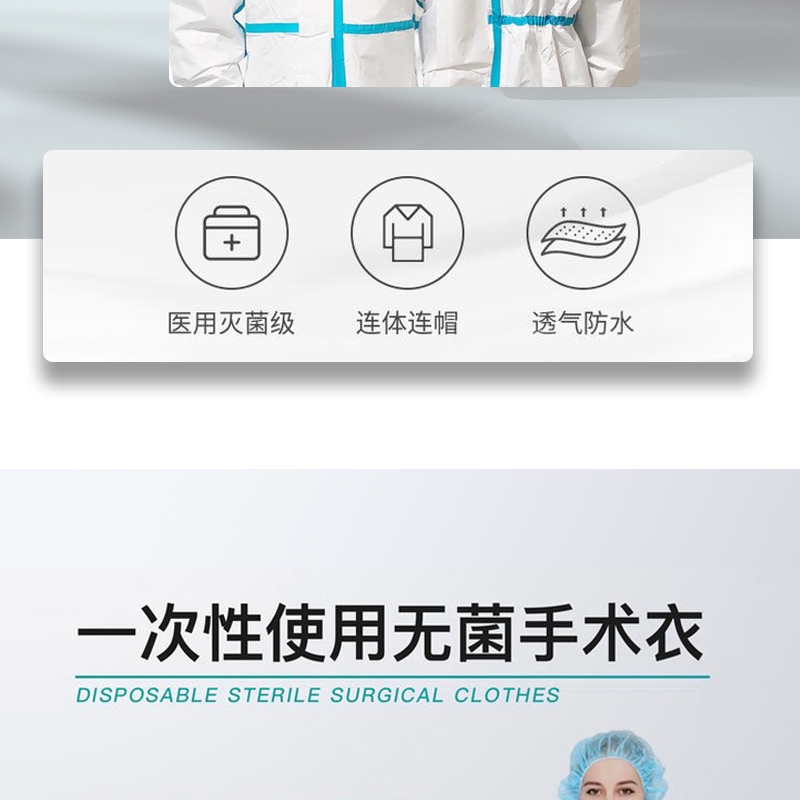 Fulang Medical Supplies Medical Isolation Clothes Disposable Isolation Clothes One Piece Whole Body Isolation Clothes to Block Bacteria