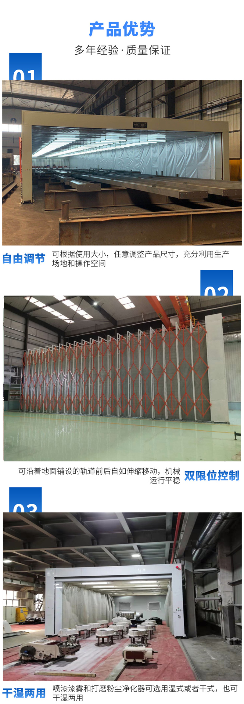 Mobile polishing room, telescopic spray painting room, blue sandblasting room, paint exhaust gas treatment equipment