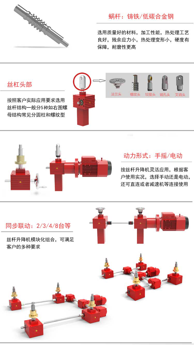 SJA Spiral Elevator Worm Gear and Worm Precision Small Screw Elevator Hand Operated Electric Ball Elevator