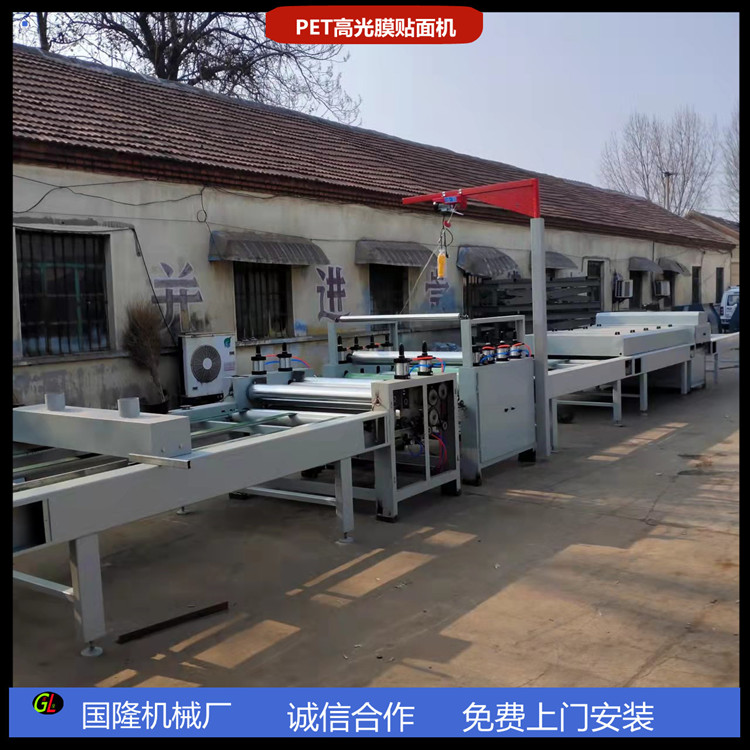 Automatic gluing and pasting machine for glass magnesium board, no paint ecological board, PVC film pasting and flat pasting machine, wood grain paper pasting machine