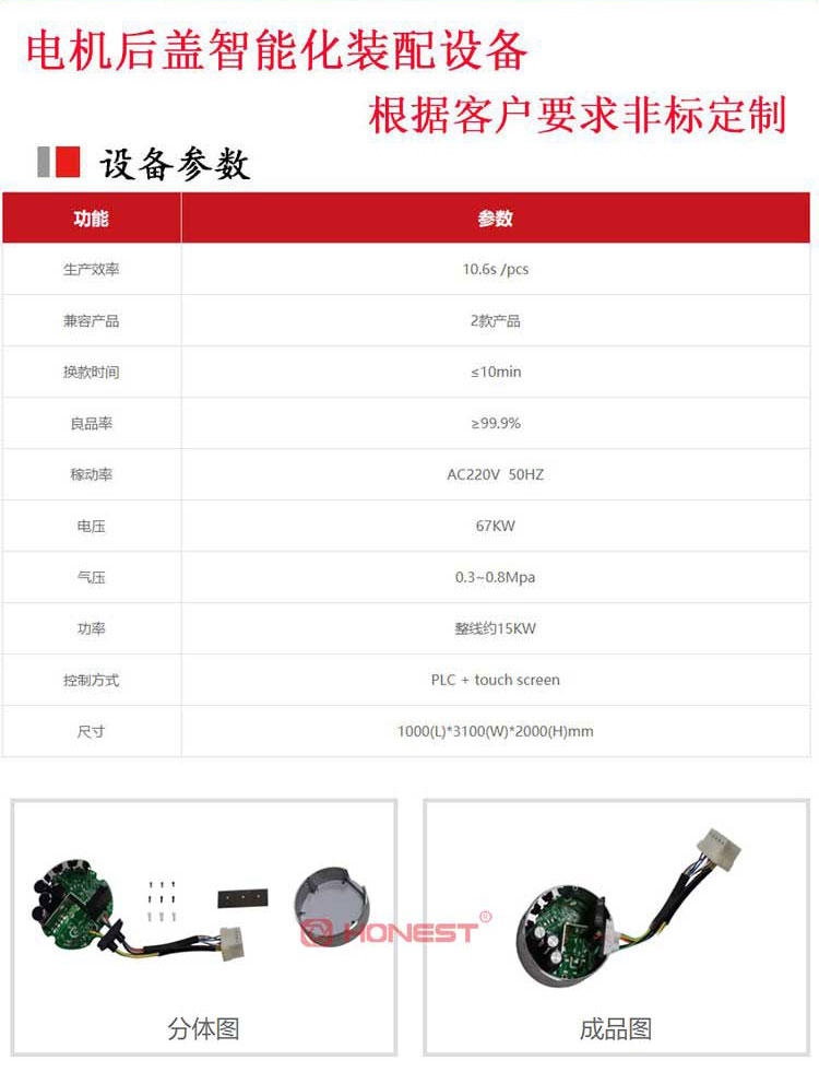 Intelligent assembly equipment for motor rear cover, only one person is required to operate - Helix