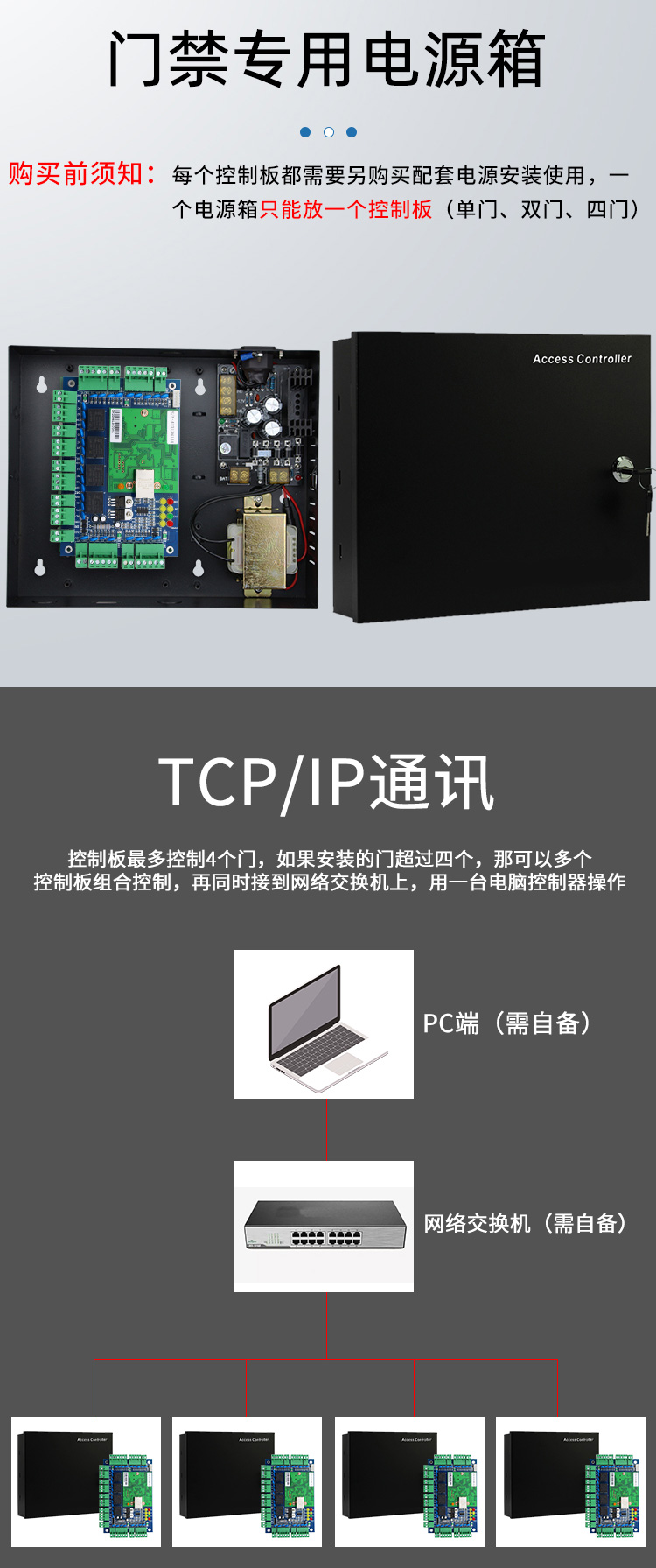 Koot TCP networked access control board, 4-door access control motherboard, 4-door one-way controller for shopping malls