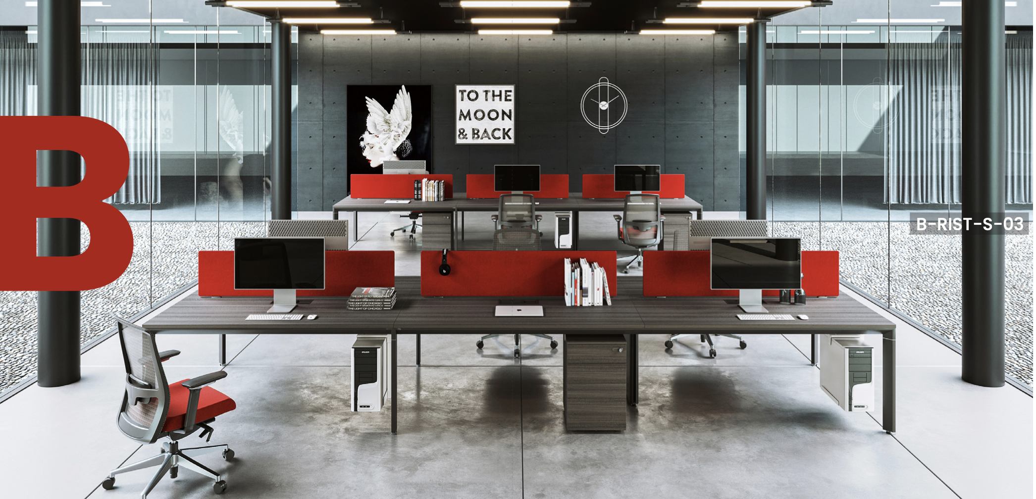 Simple and modern office desk for employees, 4 people, 6 card seats, office furniture, computer desk and chair combination