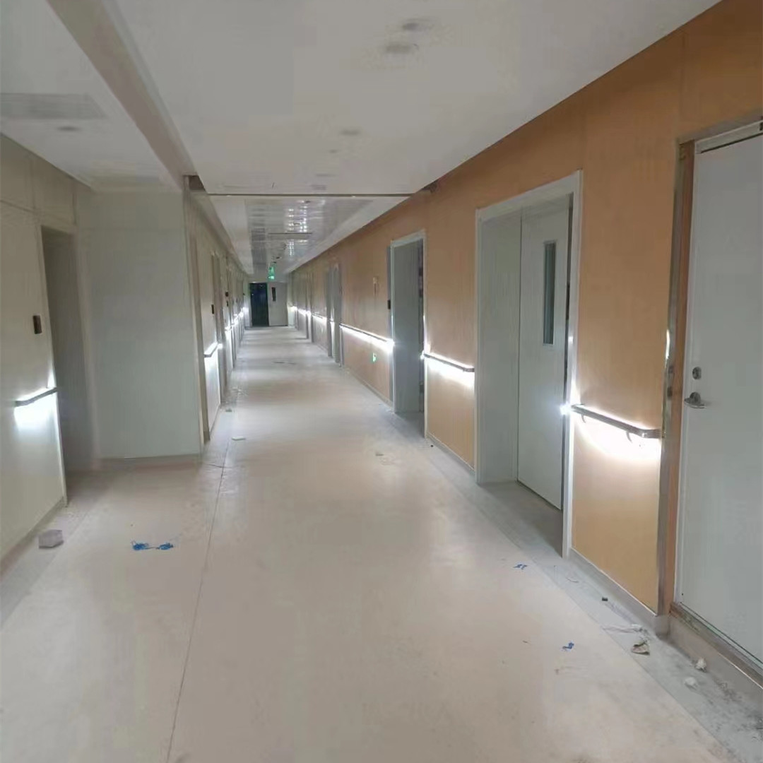 Hospital nursing home corridor wall anti-collision handrail LED light handrail resin wood grain color