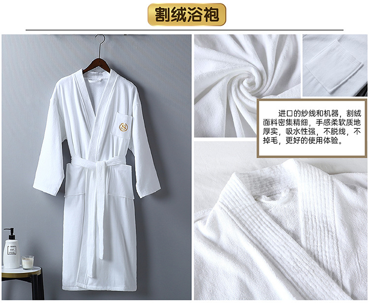 Hotel, guesthouse, clubhouse, single layer cotton waffle, thin pure cotton kimono collar, bathrobe, bathrobe