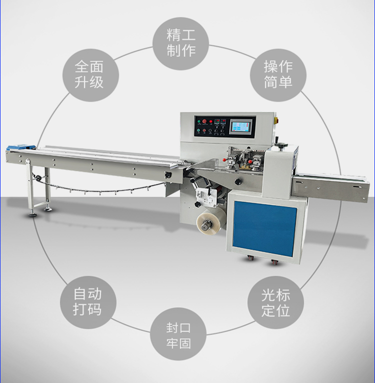 Small bag Mantou bread moon cake packaging machine soap pe roll film bag making three servo pillow packaging machine