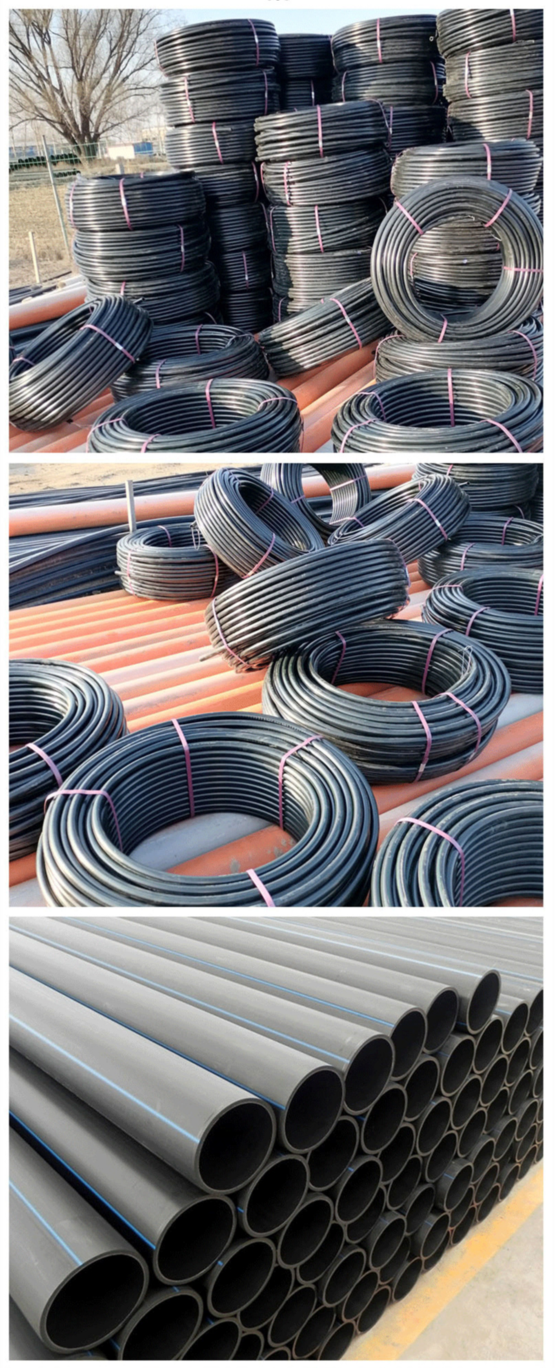 Tongjian Pipe PE threading pipe, black HDPE pipe, 90 cable protection pipe, directly buried dragging pipe, stock