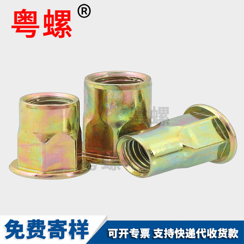 Galvanized nut, rivet nut, anchor joint, flat head hexagonal rivet screw cap, half hexagonal rivet pull cap