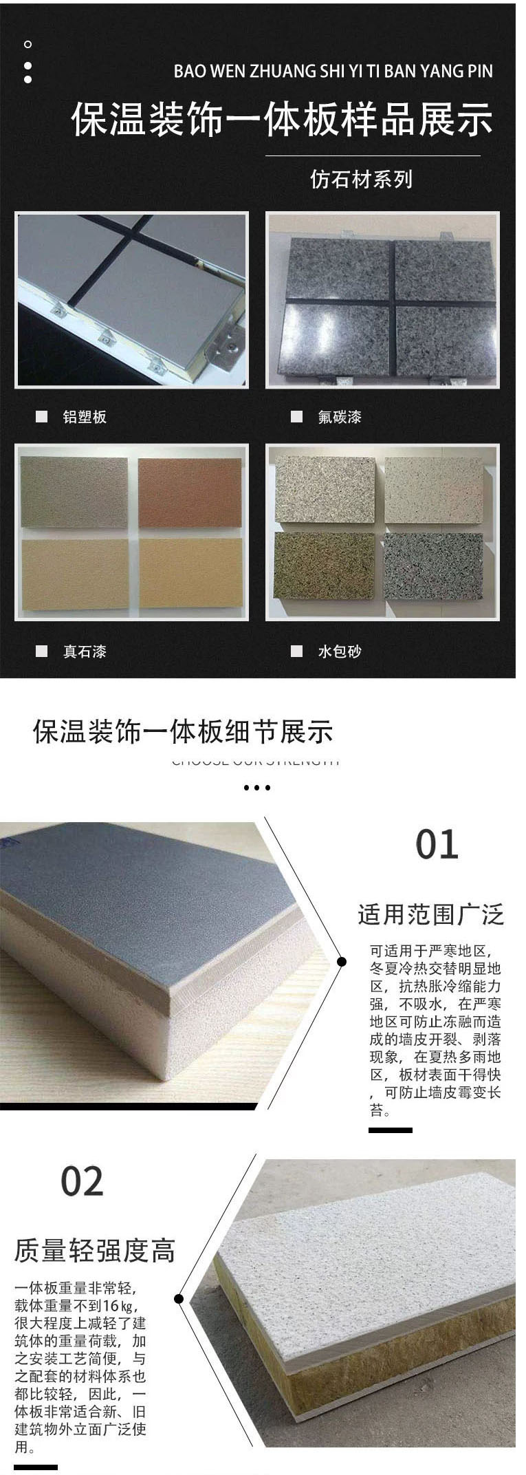 Bozun water in water decorative panel, rock wool exterior wall insulation decorative integrated panel, composite decorative panel