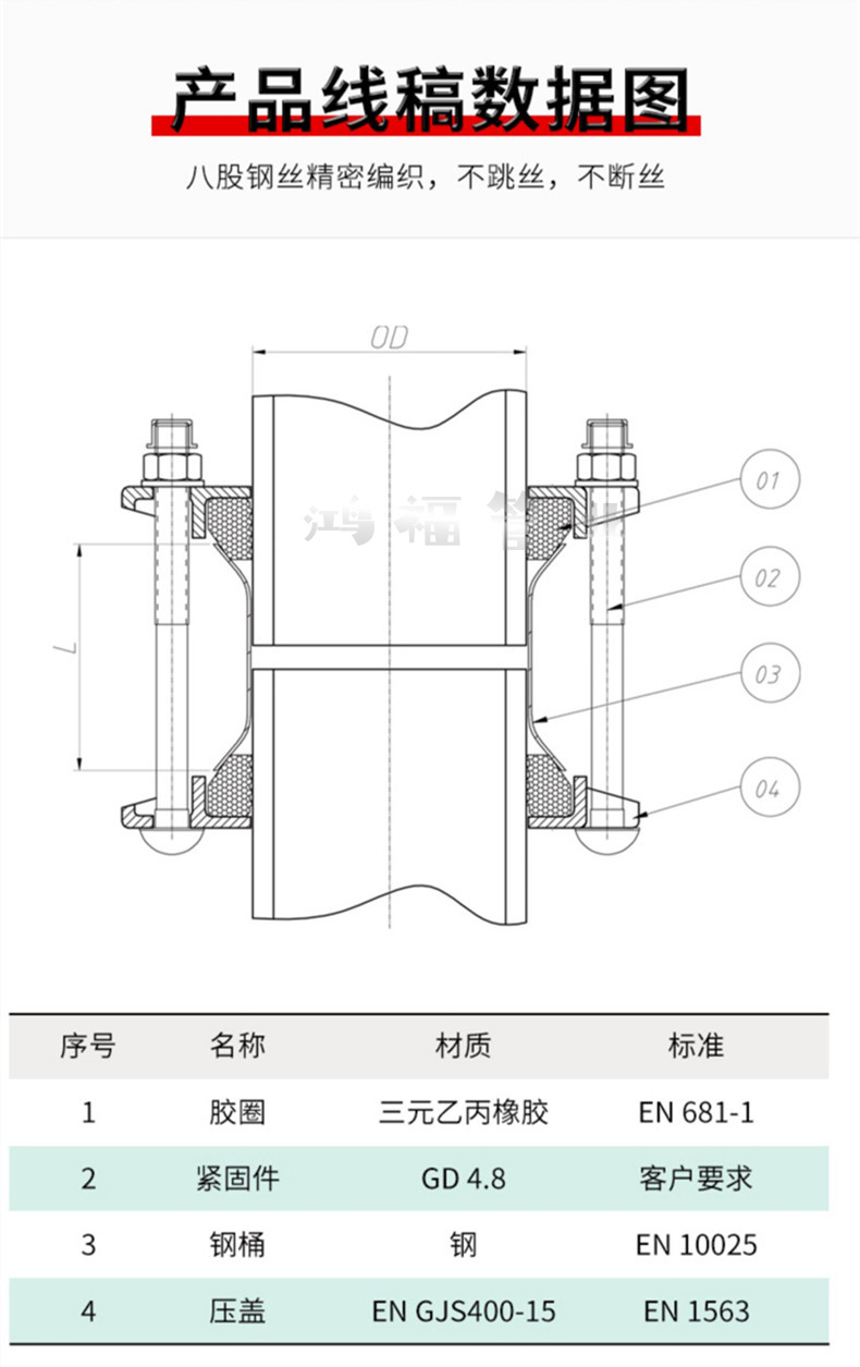 Ductile iron pipe flexible joint pipe flange compensator adapter EPDM rubber ring outlet type pipe fittings