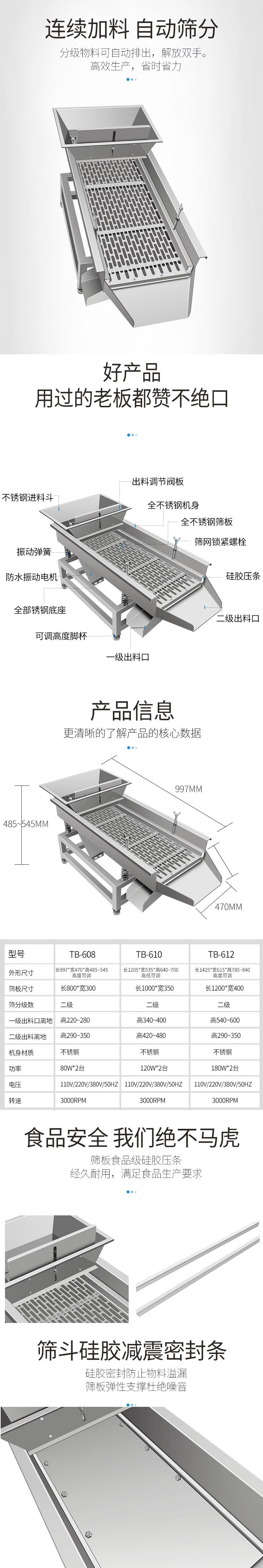 Selecting machine, bean sieve, cat litter sieve, food plastic, white sugar sieve, carbon steel square single double three-layer direct vibrating sieve