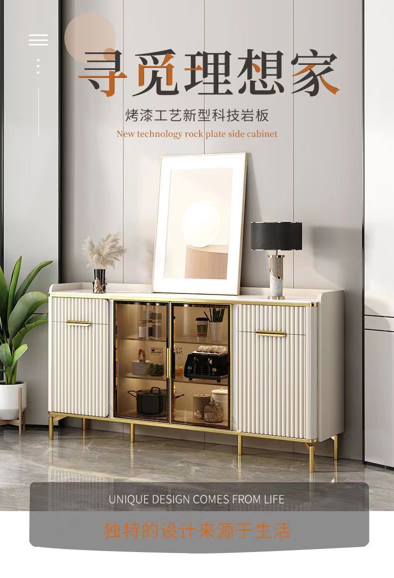 Italian style light luxury rock board dining cabinet manufacturer living room tea cabinet apartment hotel model room storage cabinet furniture wholesale