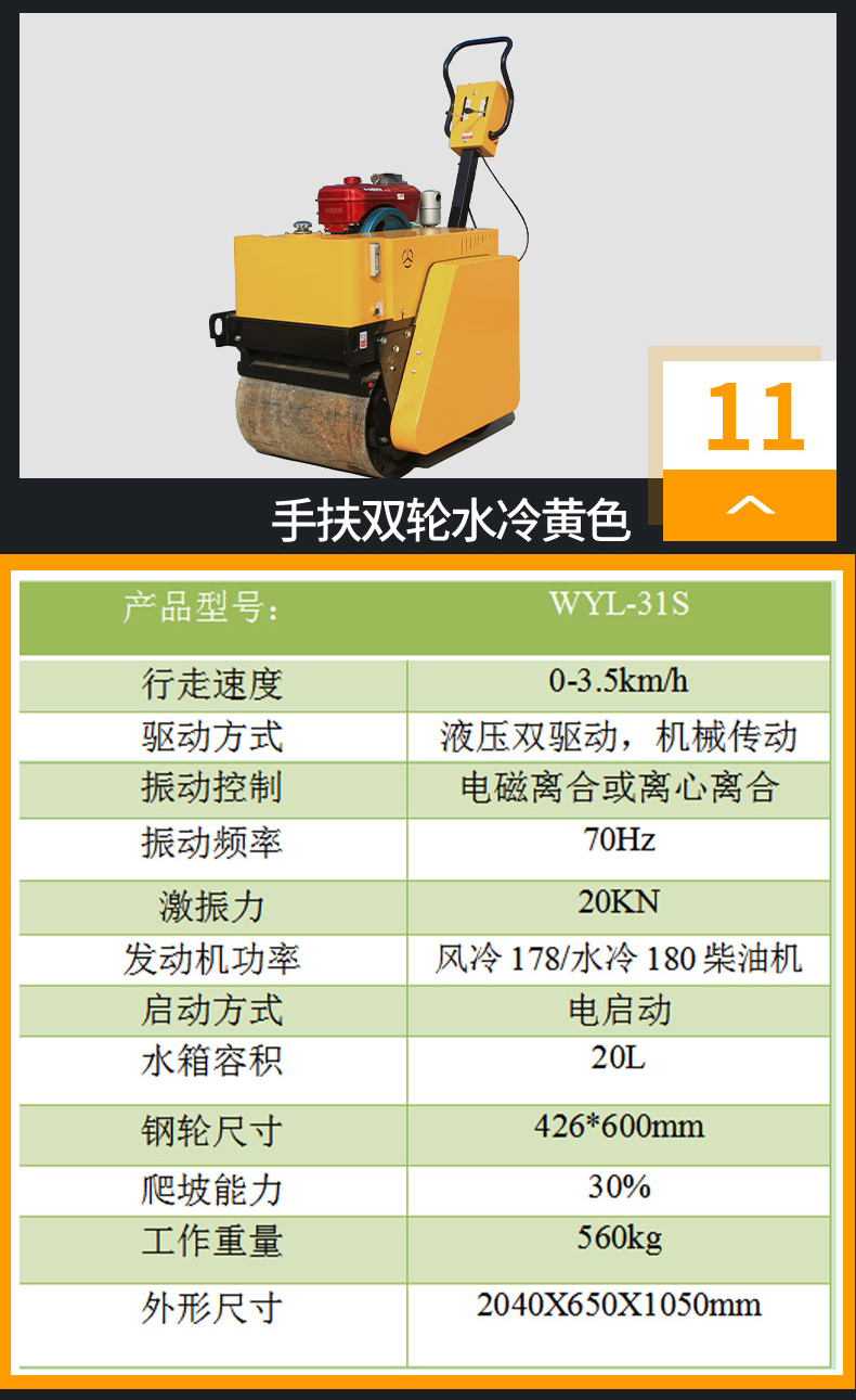 Weitaisi Handheld Diesel Compactor YL-600 Double Wheel Roller Small Compactor