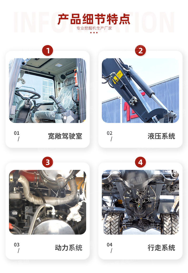 Pipeline Trenching Medium Wheel Excavator Engineering Construction House Renovation Tire Excavator Type 40-110 Wheel Excavator