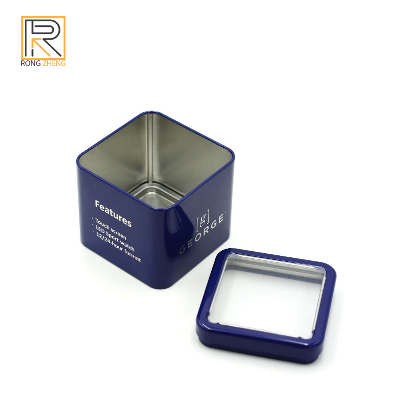 Customized square tinplate watch box with window iron box by the source manufacturer, high-end watch box with metal box