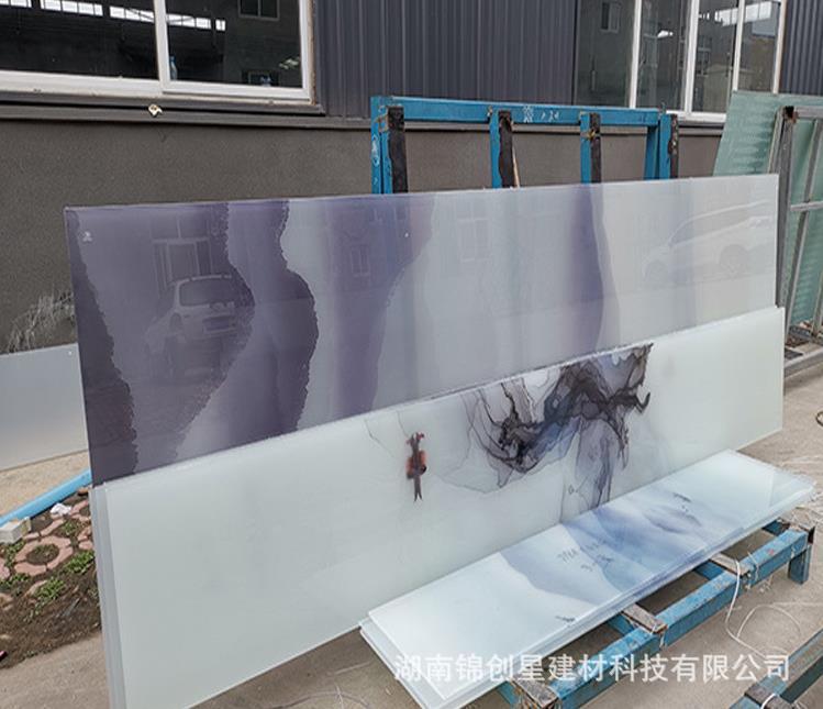 Customized silk and silk glass landscape painting, glass screen partition, landscape wall decoration, silk glass