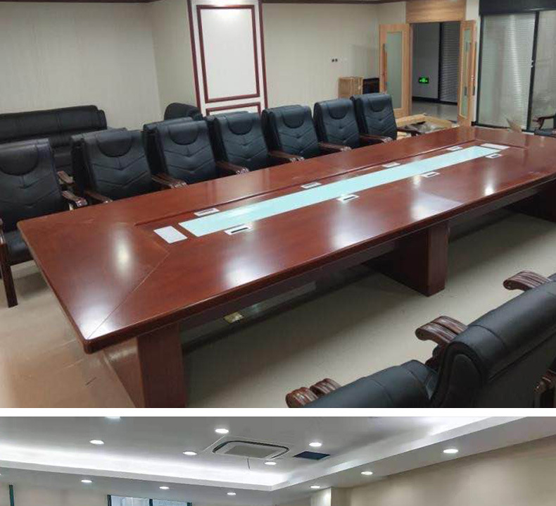 Solid wood conference table, large conference room, table and chair combination painting, Chinese style long desk, office, conference table baking paint