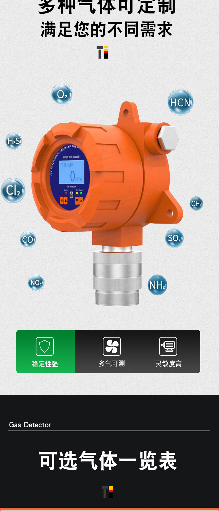 Industrial and commercial use point type combustible gas detectors, kitchen natural gas gas tank leakage alarm