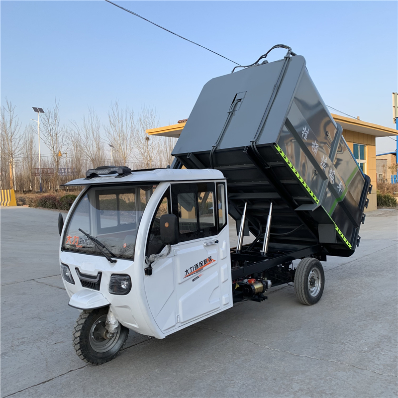 Electric garbage truck cleaning vehicle Community property three wheel four wheel garbage truck Hanging bucket self loading and unloading environmental sanitation vehicle