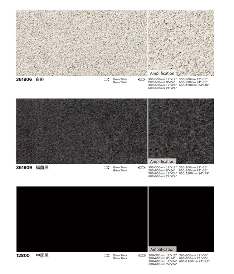 Imitation granite 15mm thick floor tiles, outdoor square tiles, sesame gray quartz bricks, courtyard villas, burnt floor paving stones