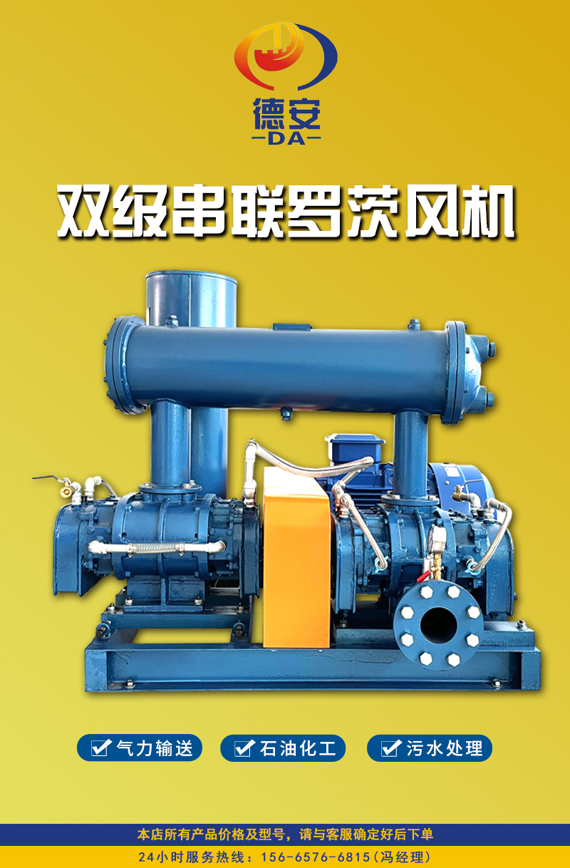 Double stage series Roots blower aeration machine sewage treatment high-power high-pressure Roots blower DATN80 type