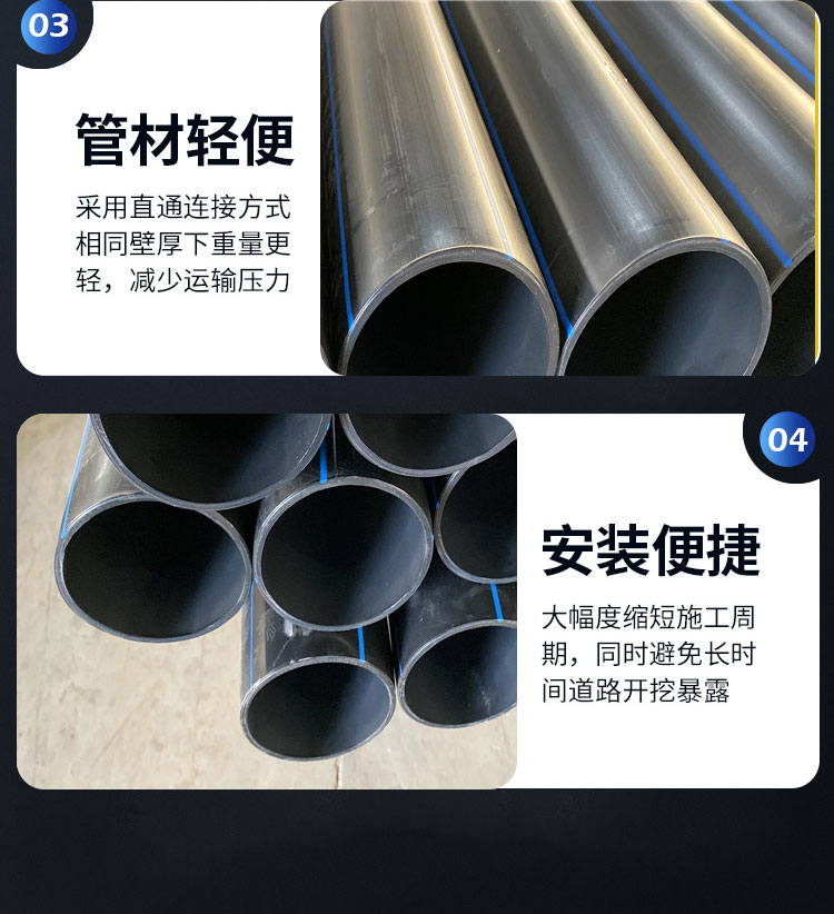 Polyethylene HDPE water supply pipe, black PE coil pipe, farmland irrigation and drainage pipe, customized by Xiongyun Plastic