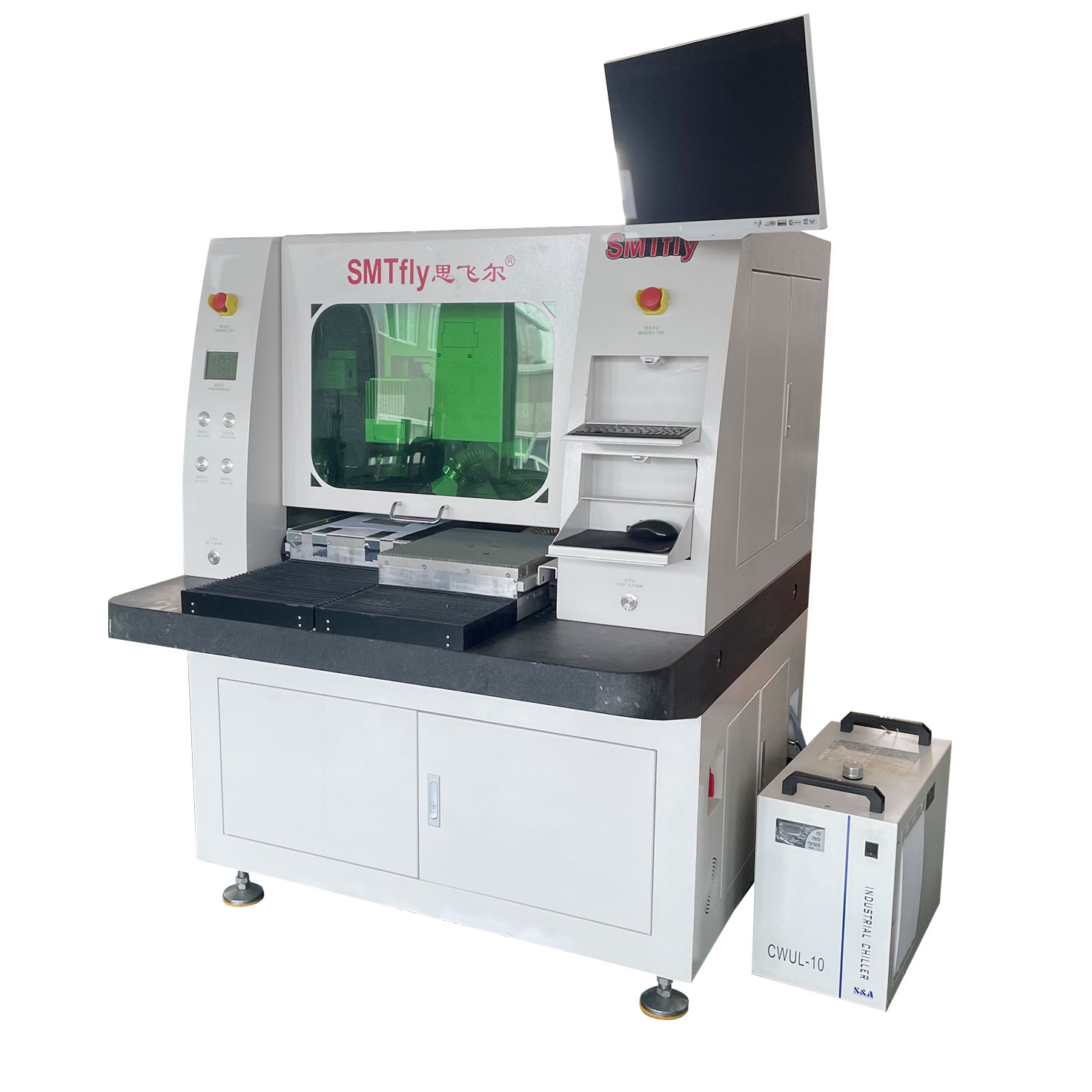 Offline laser circuit board splitting machine with stress free dual platform operation saves time