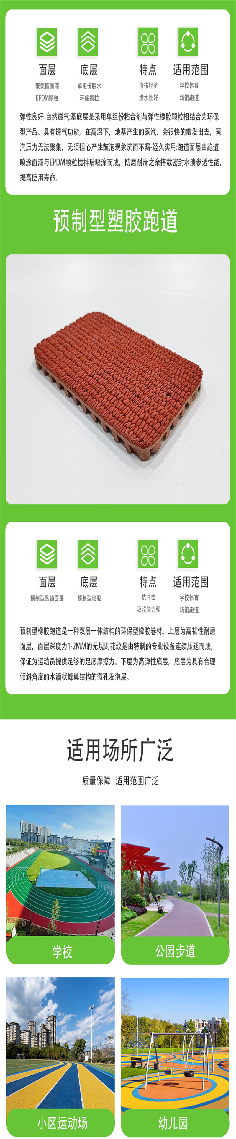 Ming Yu Han Qin's fully plastic sports track plastic ground with high elasticity, anti slip, and wear resistance can be constructed according to the new national standard as needed