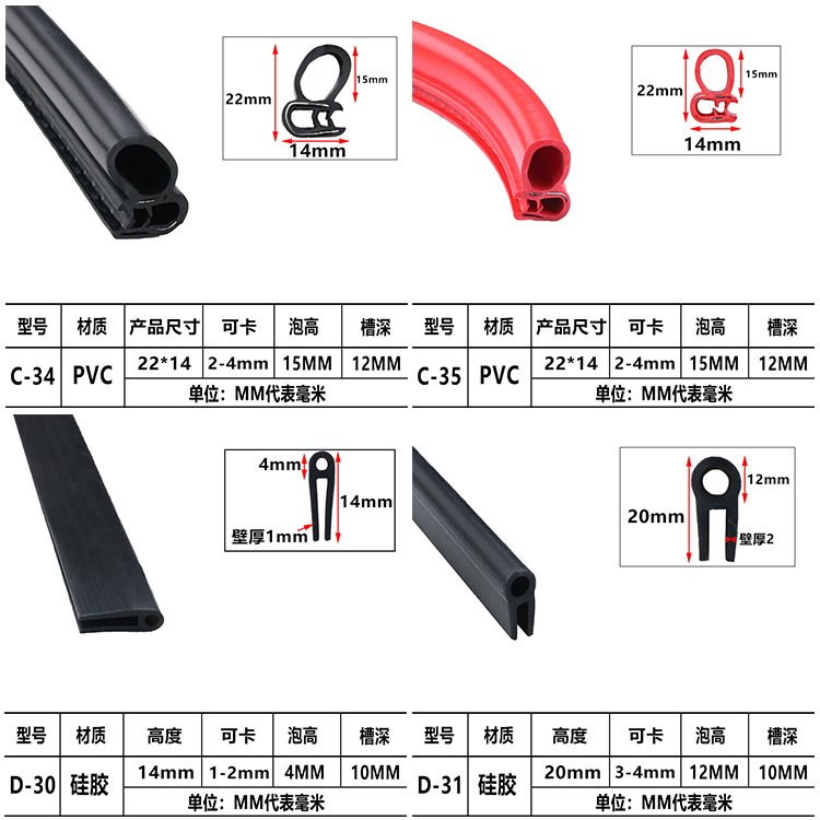 High temperature resistant 280 ° C silicone sealing strip, top foam edge wrapping rubber strip, side foam card slot, U-shaped strip, oven, rubber strip