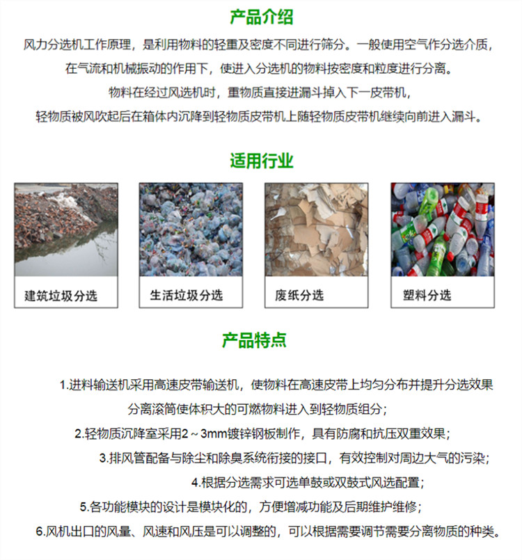 Construction waste sorting equipment High cleaning rate screening equipment Solid waste treatment equipment