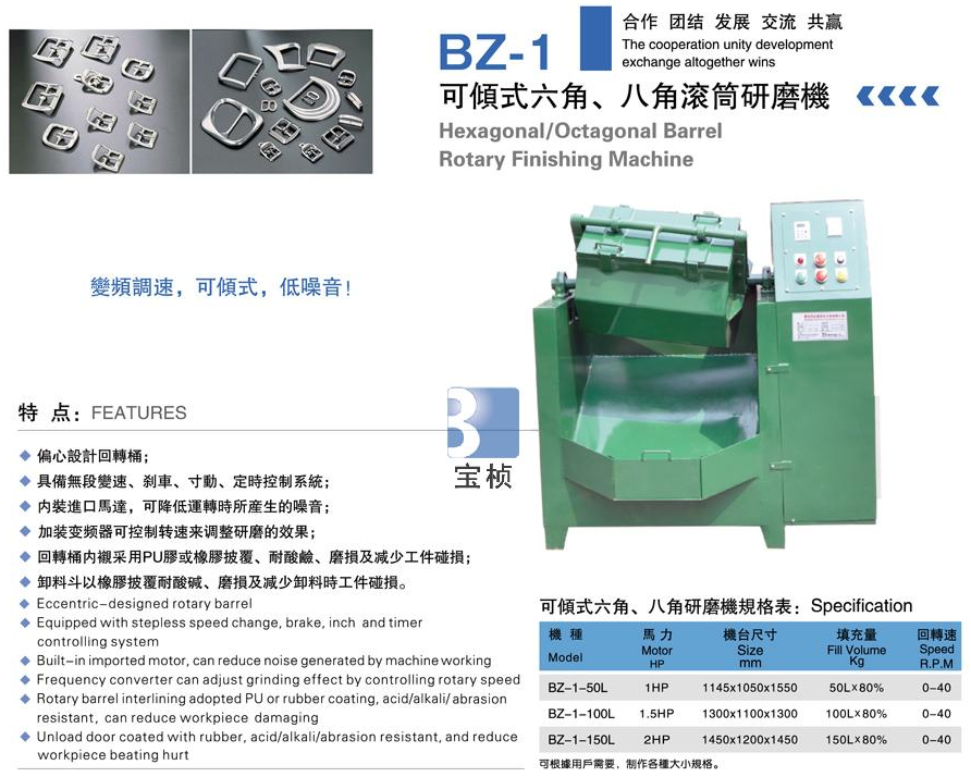 Tilting hexagonal and octagonal drum grinding machine with fast processing speed, simple and safe operation