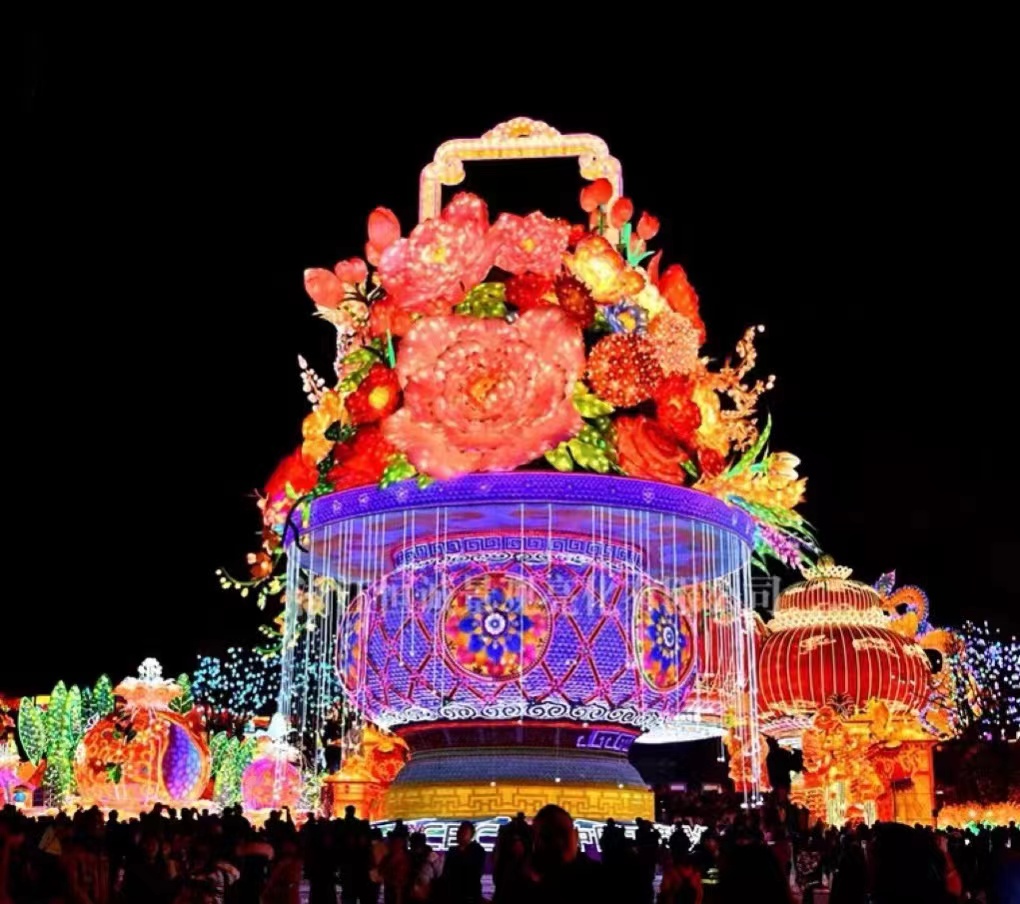 2023 Year of the Rabbit Large Lantern Spring Festival Lantern Festival Temple Fair Light Show Luxury Laser lighting display Customized Manufacturer