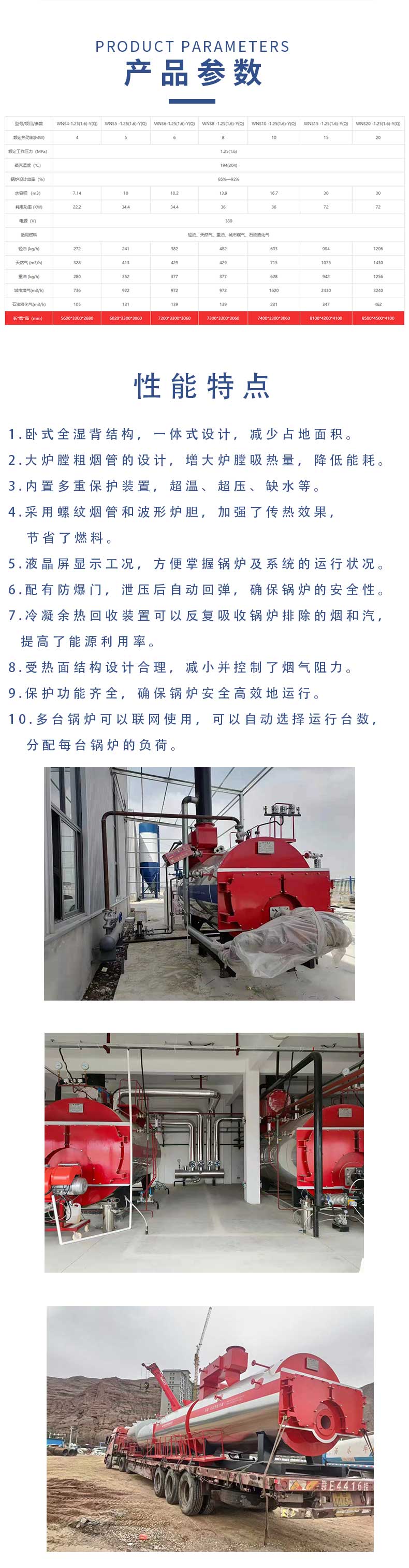 Food, clothing, textile, petrochemical, WNS type liquid crystal display integrated condensate fuel gas steam boiler