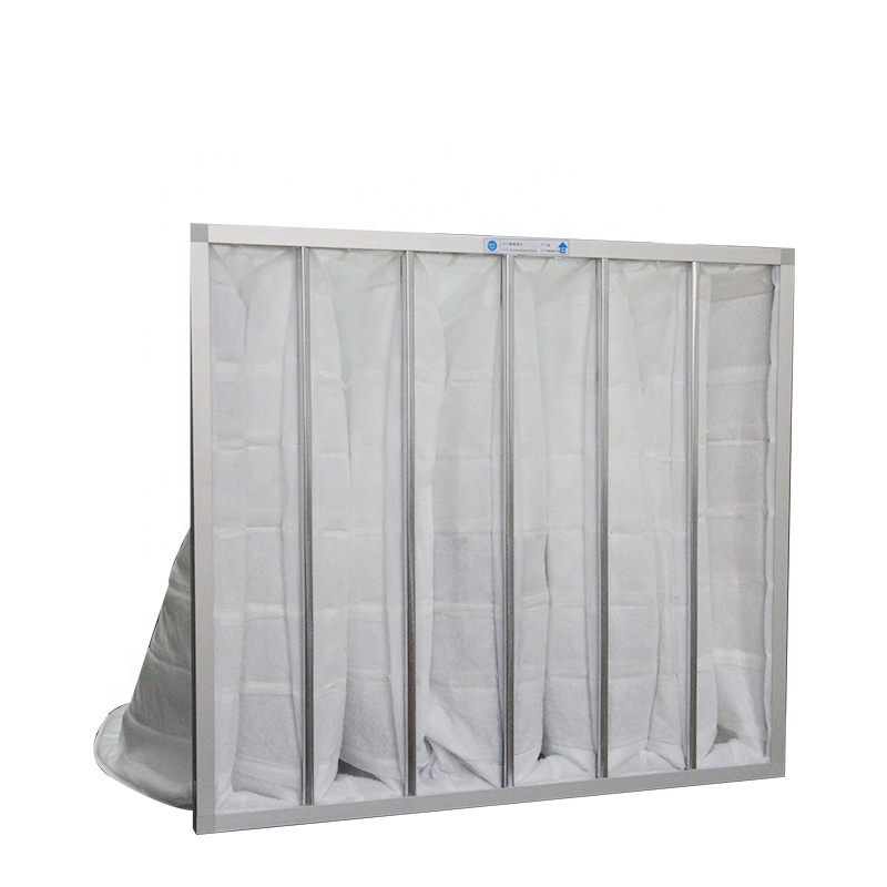 Galvanized aluminum frame medium efficiency filter industrial high air flow bag filter air filter bag F5f5