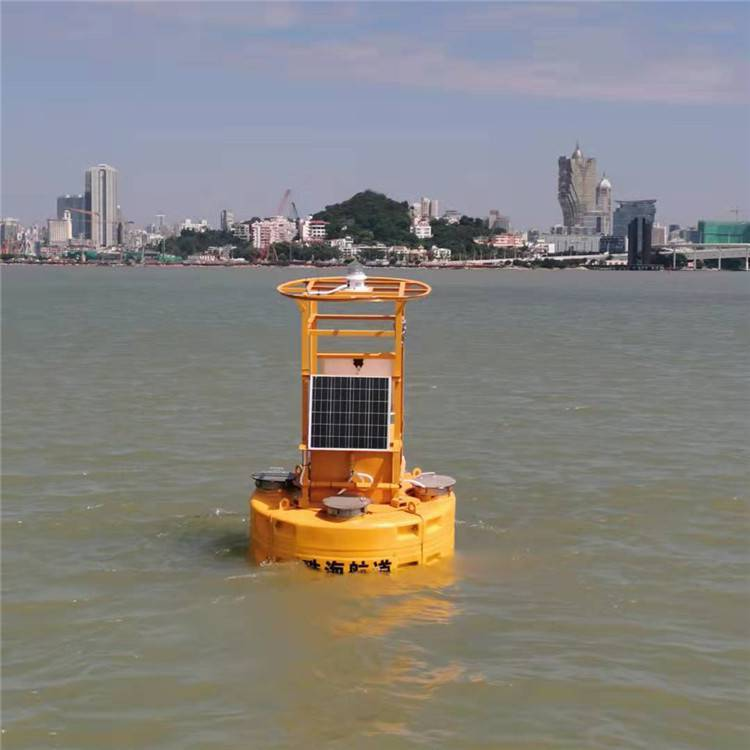 Online monitoring of water quality of ocean navigation buoys with solar warning lights floating