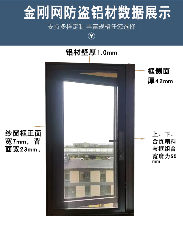 Sliding cover screen window, Yimeida, flat open and washable carborundum net, anti-theft window screen, external window opening, mosquito proof protection