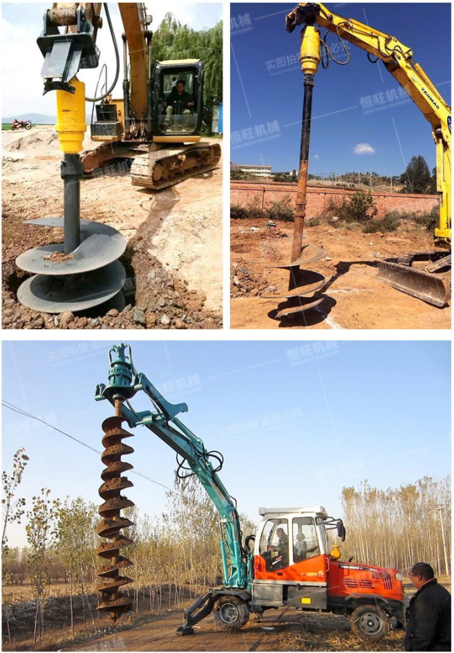 Low cost and quick customization of spiral drilling excavators, modification of spiral drilling down-hole drilling excavators, modification of rock drilling