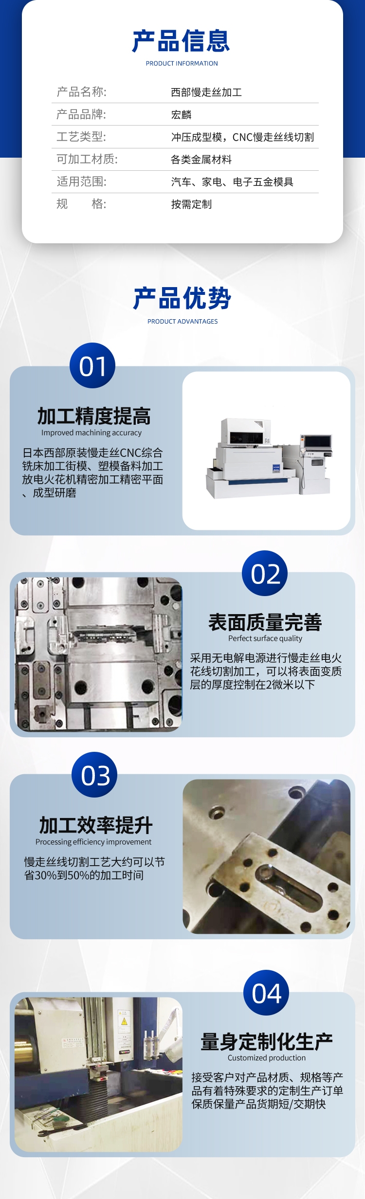 Honglin precision mold High precision Injection mold construction Western slow wire cutting supports customized drawings and samples